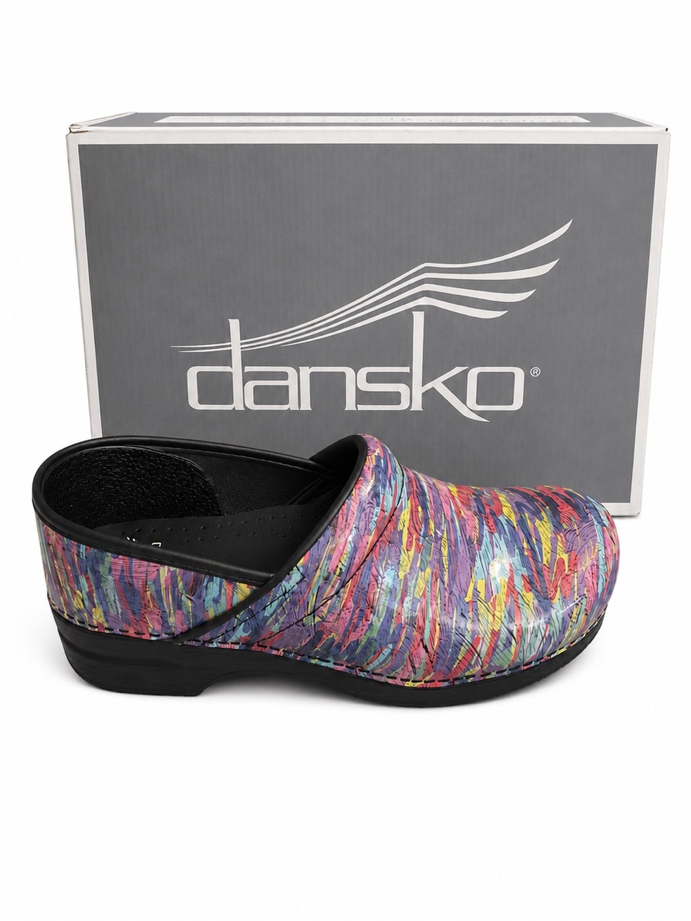 Dansko Professional Marker Patent Multicolor Printed Clog NIB